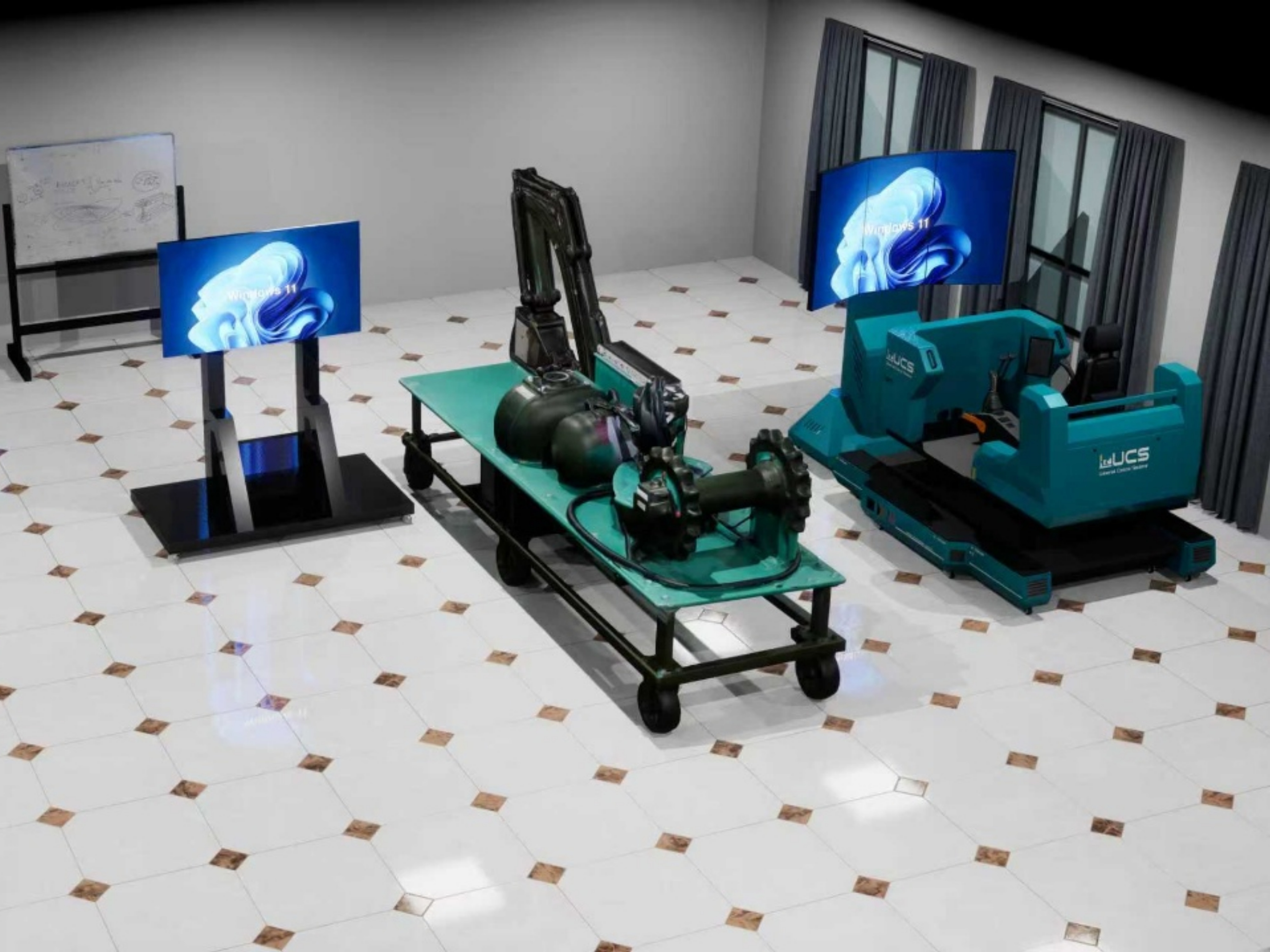 挖掘机模拟器与三维模型联动解决方案